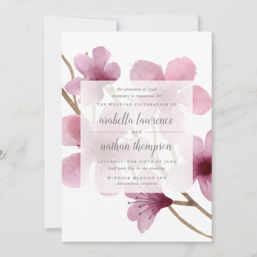 Cherry Blossom Wedding Invitation Kaart (Voorkant)