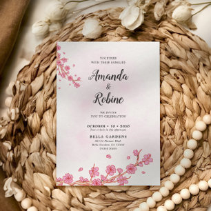 Cherry Blossom Wedding Invitation Kaart