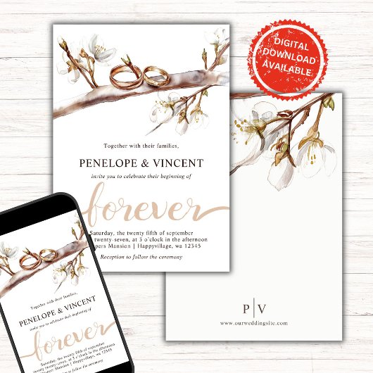 Cherry Blossom Wedding Invitation Kaart