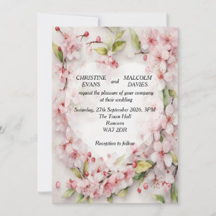 Cherry Blossom Wedding Invitation Kaart