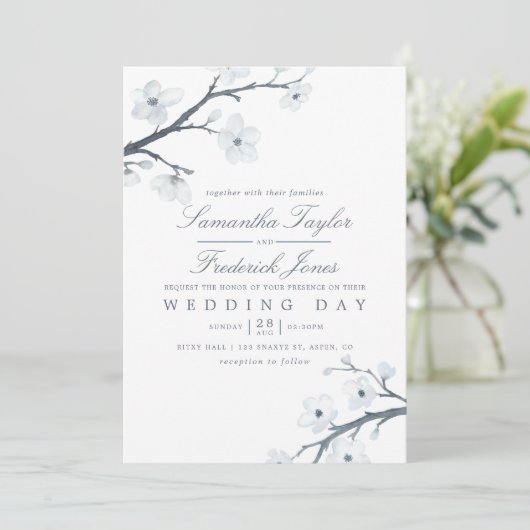 Cherry Blossom Wedding Invitation Kaart (Staand voorkant)
