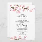 Cherry Blossom Wedding Invitation Kaart (Voorkant / Achterkant)