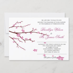 Cherry Blossom Wedding Invitation Kaart