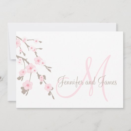 Cherry Blossom Wedding Invitation Landschap Kaart (Voorkant)