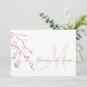 Cherry Blossom Wedding Invitation Landschap Kaart (Staand voorkant)