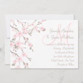 Cherry Blossom Wedding Invitation Landschap Kaart (Achterkant)