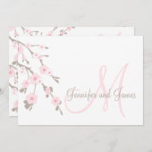 Cherry Blossom Wedding Invitation Landschap Kaart (Voorkant / Achterkant)