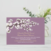 Cherry Blossom Wedding Invitation (lavender) Kaart (Staand voorkant)