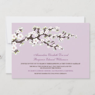 Cherry Blossom Wedding Invitation (lila) Kaart