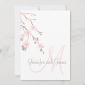 Cherry Blossom Wedding Invitation Monogram Terug Kaart (Voorkant)