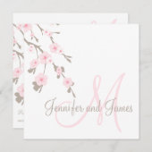 Cherry Blossom Wedding Invitation Monogram Terug Kaart (Voorkant / Achterkant)