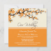 Cherry Blossom Wedding Invitation (oranje) Kaart (Voorkant)