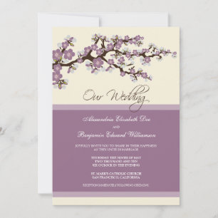 Cherry Blossom Wedding Invitation (paars) Kaart