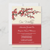 Cherry Blossom Wedding Invitation (rood) Kaart (Voorkant)