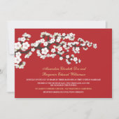 Cherry Blossom Wedding Invitation (rood) Kaart (Voorkant)