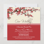 Cherry Blossom Wedding Invitation (rood) Kaart (Voorkant)