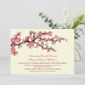Cherry Blossom Wedding Invitation (roos roze) Kaart (Staand voorkant)