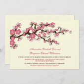 Cherry Blossom Wedding Invitation (roos roze) Kaart (Voorkant / Achterkant)