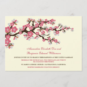 Cherry Blossom Wedding Invitation (roos roze) Kaart