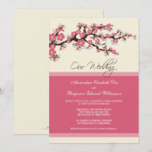 Cherry Blossom Wedding Invitation (roze) Kaart (Voorkant / Achterkant)