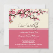 Cherry Blossom Wedding Invitation (roze) Kaart (Voorkant)