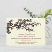 Cherry Blossom Wedding Invitation (zwart) Kaart (Staand voorkant)