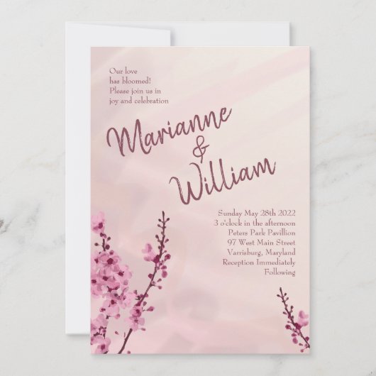 Cherry Blossom Wedding Invitations Kaart (Voorkant)