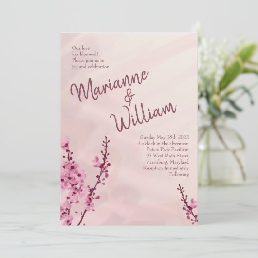  Cherry Blossom Wedding Invitations Kaart (Staand voorkant)
