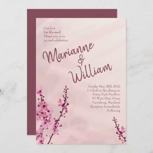  Cherry Blossom Wedding Invitations Kaart (Voorkant / Achterkant)