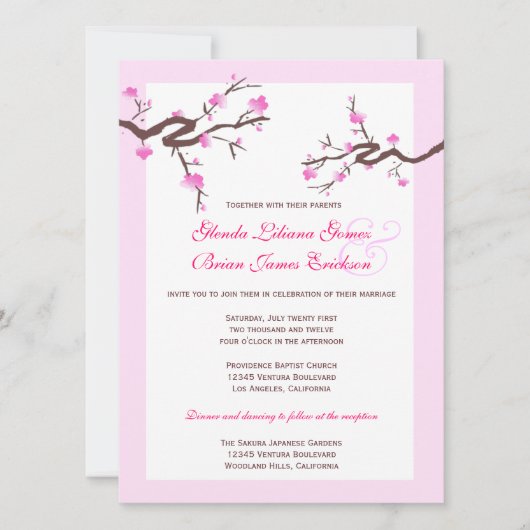 Cherry Blossom Wedding Invitations Kaart (Voorkant)