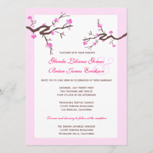 Cherry Blossom Wedding Invitations Kaart