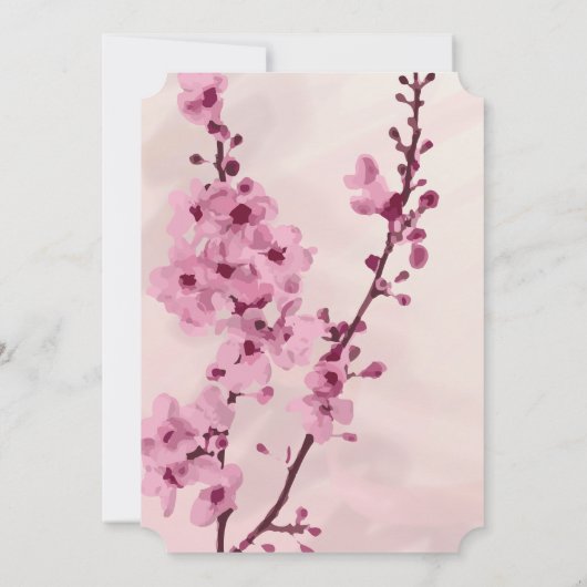  Cherry Blossom Wedding Invitations Kaart (Achterkant)