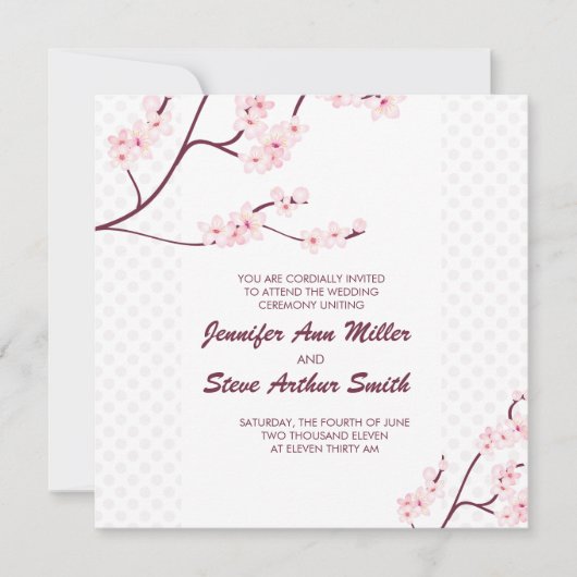 Cherry Blossom Wedding Invitations Kaart (Voorkant)