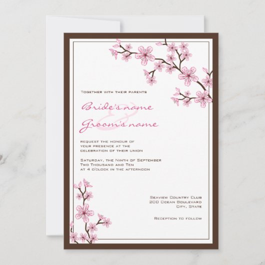 Cherry Blossom Wedding Invitations Kaart (Voorkant)
