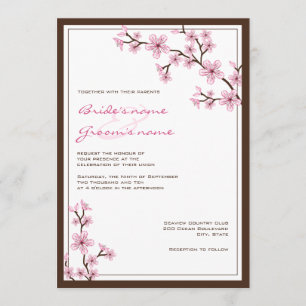 Cherry Blossom Wedding Invitations Kaart