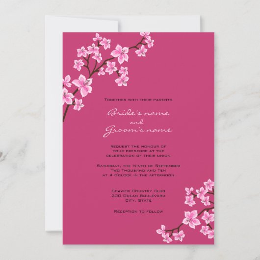 Cherry Blossom Wedding Invitations Kaart (Voorkant)