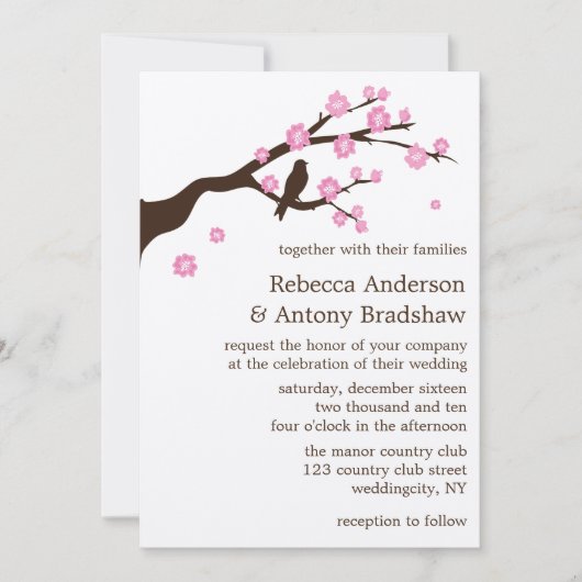 Cherry Blossom Wedding Invitations Kaart (Voorkant)