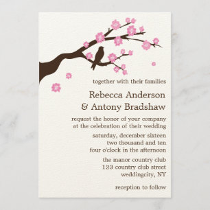 Cherry Blossom Wedding Invitations Kaart