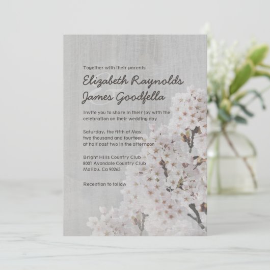  Cherry Blossom Wedding Invitations Kaart (Staand voorkant)