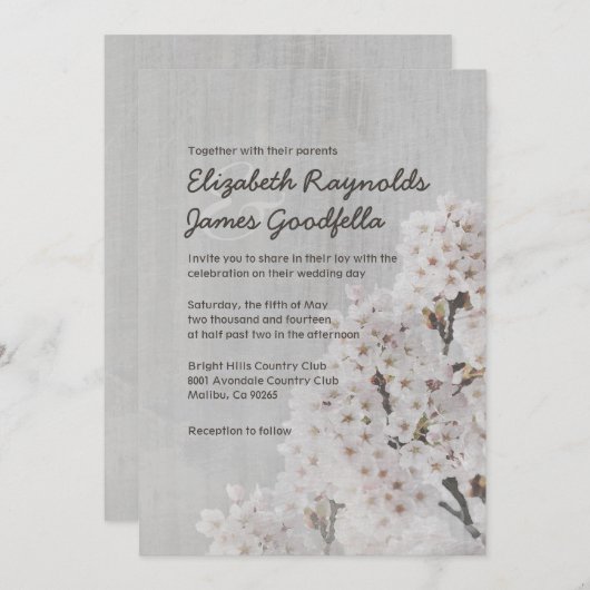  Cherry Blossom Wedding Invitations Kaart (Voorkant / Achterkant)