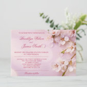 Cherry Blossom Wedding Invitations Pink Floral Kaart (Staand voorkant)
