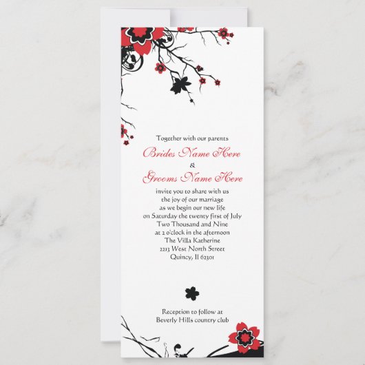 Cherry Blossom Wedding Invite Kaart (Voorkant)
