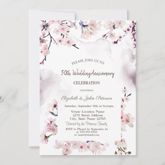 Cherry Blossom Wedding Jubileum Kaart (Voorkant)