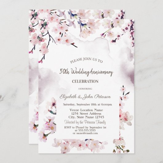 Cherry Blossom Wedding Jubileum Kaart (Voorkant / Achterkant)