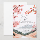 Cherry Blossom Wedding Kaart (Voorkant / Achterkant)