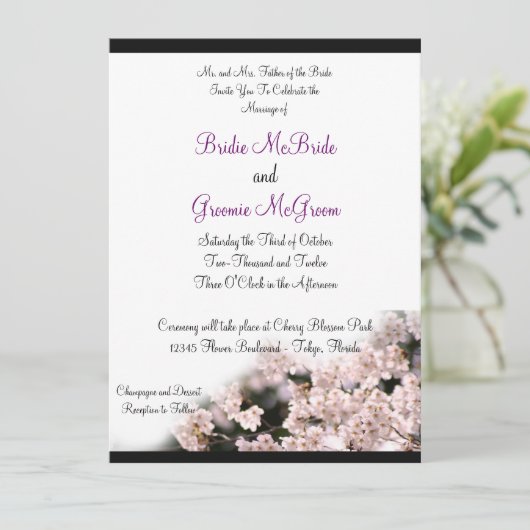 Cherry Blossom Wedding Kaart (Staand voorkant)