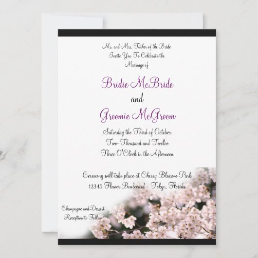 Cherry Blossom Wedding Kaart (Voorkant)