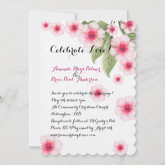 Cherry BLossom Wedding Kaart (Voorkant)