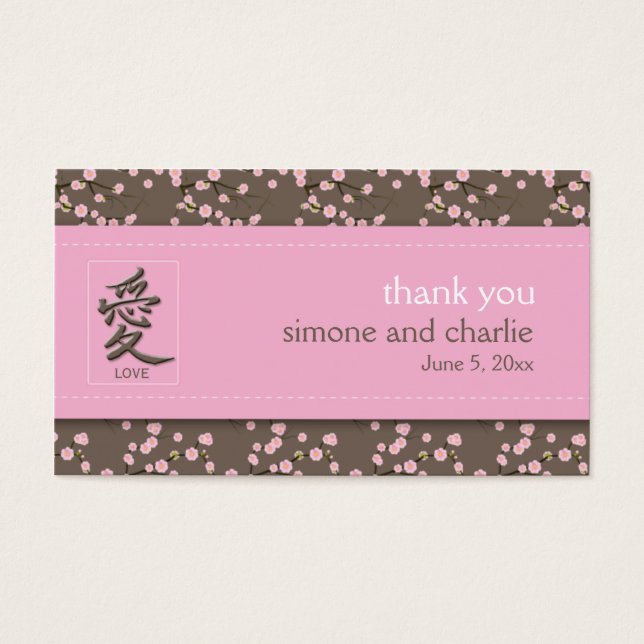 Cherry Blossom Wedding Label Visitekaartjes (Voorkant)