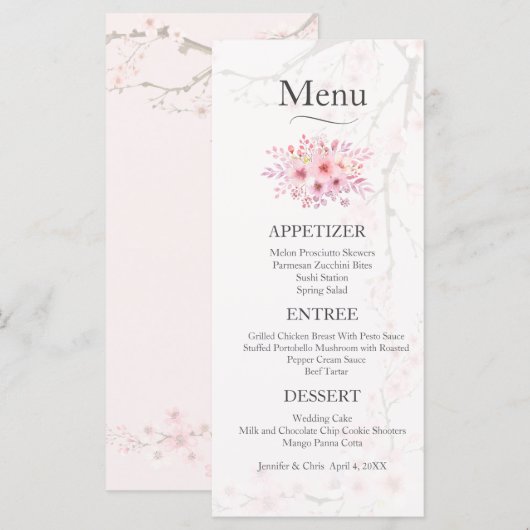 Cherry Blossom Wedding Menu (Voorkant / Achterkant)